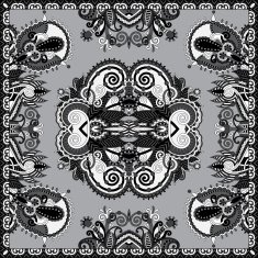 grey ornamental floral paisley bandanna