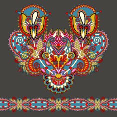 Neckline ornate floral paisley embroidery fashion design N25