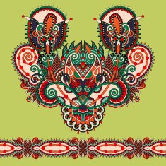 Neckline ornate floral paisley embroidery fashion design N26