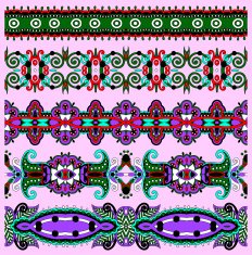 collection of seamless ornamental floral stripes N22