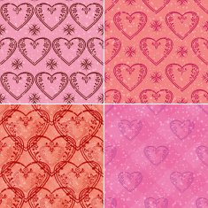 Set of valentine hearts seamless patterns