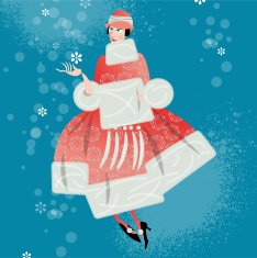 Winter Woman with a snowflake Retro style Art deco