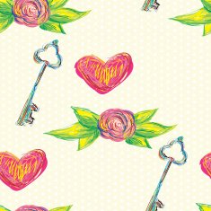 Hearts roses and keys