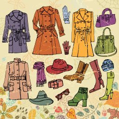 Fashion clothes set Autumn woman wear leaves N2