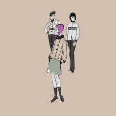 Vector sketch girls in fashion clothes eps