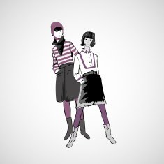 Vector sketch girls in fashion clothes eps N13
