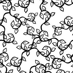 Hand Drawn Branch with Leaves - Seamless Pattern