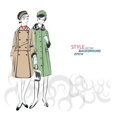 Vector sketch girls in fashion clothes eps N26