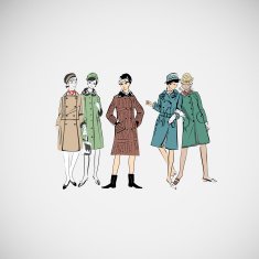 Vector sketch girls in fashion clothes eps N29