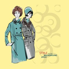 Vector sketch girls in fashion clothes eps N33