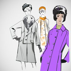 Vector sketch girls in fashion clothes eps N36