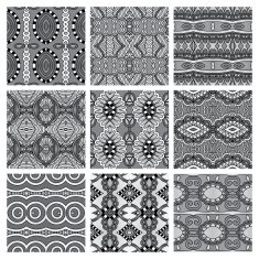set of grey different seamless vintage geometric pattern N5