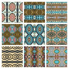 set of different seamless colored vintage geometric pattern N75