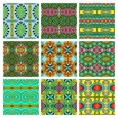 set of different seamless colored vintage geometric pattern N76
