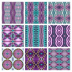 set of different seamless colored vintage geometric pattern N77