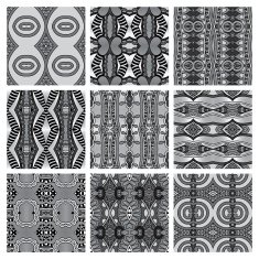 set of grey different seamless vintage geometric pattern N7