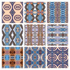 set of different seamless colored vintage geometric pattern N83