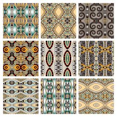 set of different seamless colored vintage geometric pattern N86