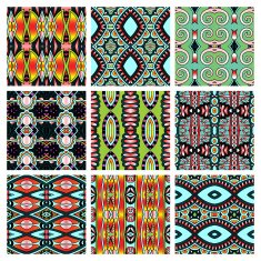set of different seamless colored vintage geometric pattern N88