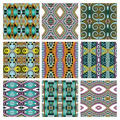 set of different seamless colored vintage geometric pattern N89