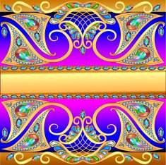 illustration background with gold pattern mesh and jewels