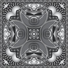 grey ornamental floral paisley bandanna N2