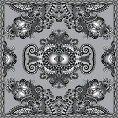 grey ornamental floral paisley bandanna N4