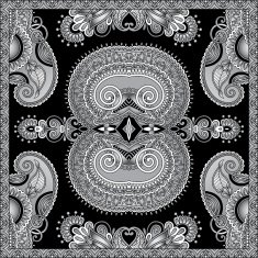 grey ornamental floral paisley bandanna N5