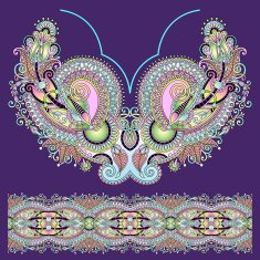 Neckline ornate floral paisley embroidery fashion design ukrain N23