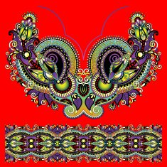Neckline ornate floral paisley embroidery fashion design ukrain N25