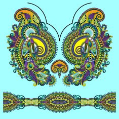Neckline ornate floral paisley embroidery fashion design ukrain N27