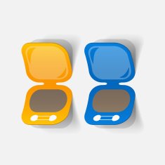 Realistic paper sticker cosmetic powder