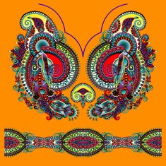 Neckline ornate floral paisley embroidery fashion design ukrain N29