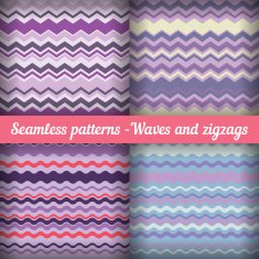 Set of seamless patterns Waves and zigzags