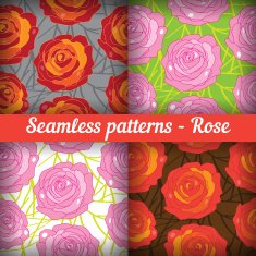 Rose Set of seamless patterns Floral background