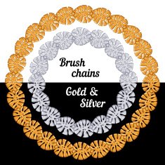Set of chains metal brushes - gold and silver vector