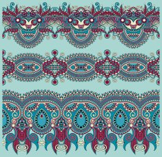 collection of seamless ornamental floral stripes N43