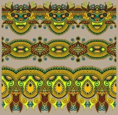collection of seamless ornamental floral stripes N46