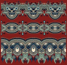 collection of seamless ornamental floral stripes N47