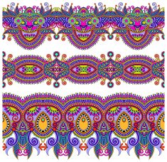 collection of seamless ornamental floral stripes N48