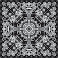grey ornamental floral paisley bandanna N6