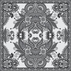 grey ornamental floral paisley bandanna N7