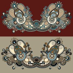 Neckline ornate floral paisley embroidery fashion design N29