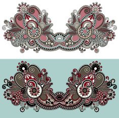 Neckline ornate floral paisley embroidery fashion design ukrain N33