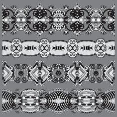collection of seamless ornamental floral stripes N66