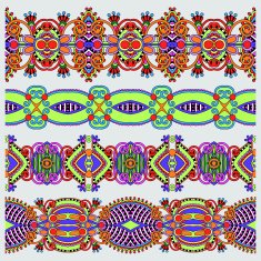 collection of seamless ornamental floral stripes N68