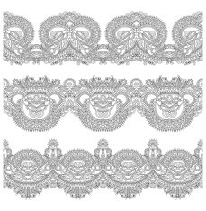 collection of seamless ornamental floral stripes black and whit N13