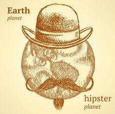 Sketch Earth planet in hipster style N2