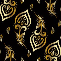 Beautiful peacock feathers Gold pattern
