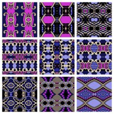 set of different seamless colored vintage geometric pattern N91